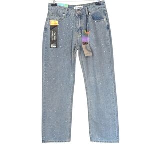 Love Soho Low Rise Rhinestone Bling Wide Leg Jeans Size 7 New with Tags